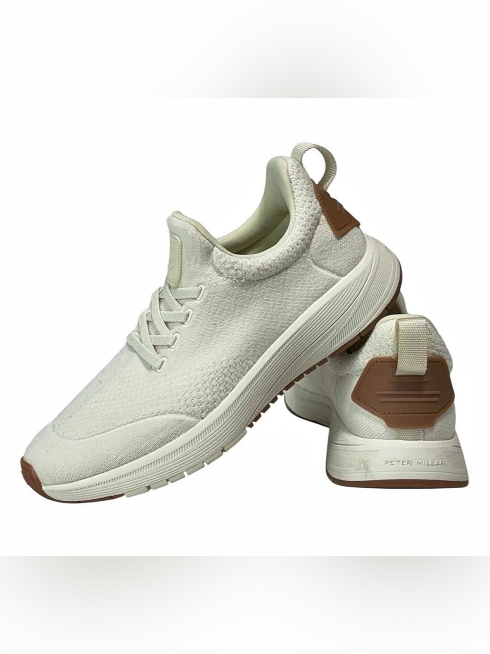 Peter Millar Mens Tellustride Sneakers Ivory Washable Knit Athleisure Golf 8.5